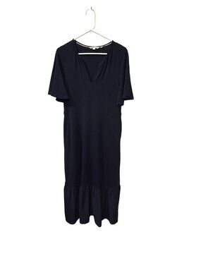 Boden Navy Midi Dress With V-Neckline & Ruffled Hem size 10
